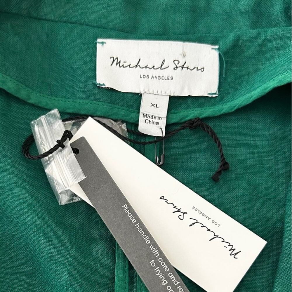 Michael Stars Linen Blazer Green XL Lightweight One Button Jacket Classic - Picture 8 of 10